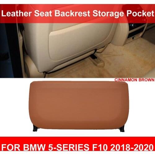 LHD RHD Car Seat Back Backrest Panel Pocket Leather Cover Trimmer Cinnamon Brown For BMW 5-series F10 F11 F18 520 525 2018-2020