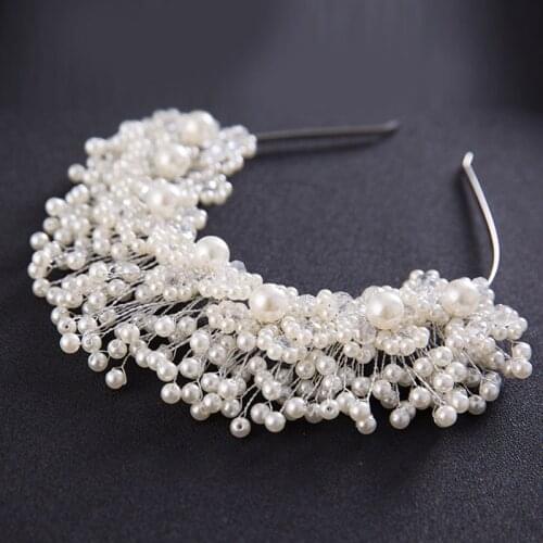 Korean bride bridesmaid hair accessories pearl headband hair band wedding accessories flowers wedding accessories LB