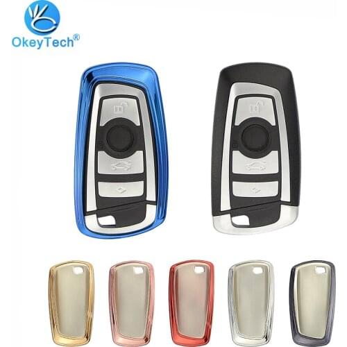 OkeyTech TPU Case Sofe Auto Car Key Protection Cover Fob Bag for Bmw F30 F20 X1 X3 X5 X6 X7 F20 E34 E90 E60 4 Button Smart Key