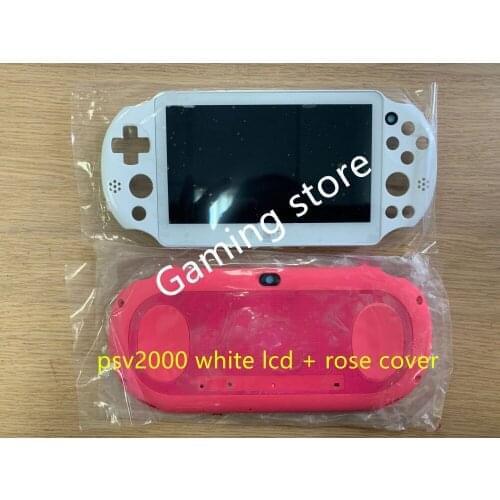 Original new for ps vita for psvita psv 2000 lcd screen assembled white + rose pink back cover with panel