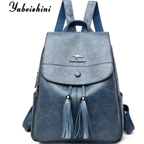 Multifunction New 4 Color Fashion Womens Backpacks High Quality Sheepskin Soft Leather Backpacks Large Capacity Backpack 2020