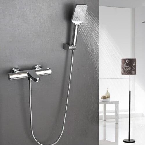 Wall Mounted Thermostat Shower Set Bathroom Bathtub Faucets Cold And Hot Water Mixer thermostatic shower Faucet Chrome Plated
