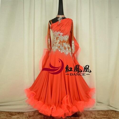 Standard Ballroom Dress Women New Of 2018 Custom Made High-necked Long Sleeved Waltz Ballroom Dance Competition Dresses