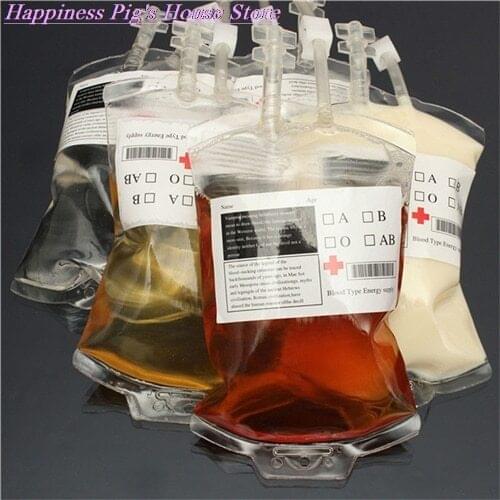 Halloween Vampire Pouch Props of Transparent Clear Medical PVC Material Reusable Blood Energy Drink Bag 350ml