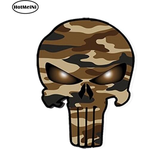 HotMeiNi 13cm x 11cm Car Styling VINYL CAR STICKER PUNI SHER CAMOUFLAGE MILITARY SKULL AUTO MOTO Waterproof Bumper Accessories