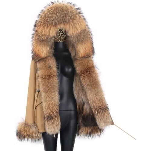 2021 Winter Jacket Women Real Fox Fur Coat 7XL Natural Raccoon Fur Waterproof Short Parka Detachable Outerwear Streetwear