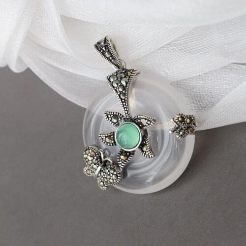 New Fashion High Quality Authentic Natural Crystal Retro Tide Flow 925 Sterling Silver Pendant Women Trendy Style Jewelry Gift