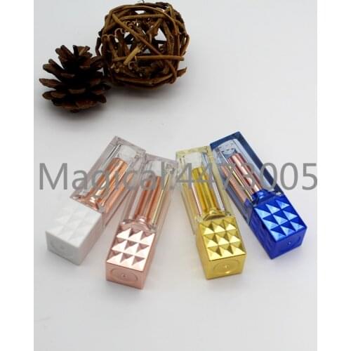 10/20/50pcs 12.1mm DIY Empty Square Blue Rose Gold White Lipstick Pipe Shell Container Lip Balm Tube Cosmetic Refillable Package