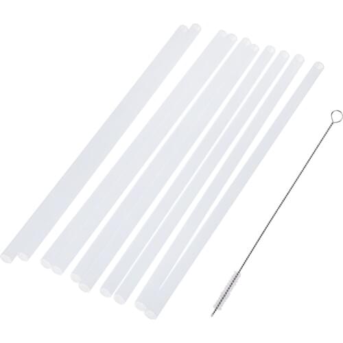 10 Pieces Reusable Clear Hard Plastic Drinking Straws+1 Piece Cleaning Brush for Mason Jar and Tumblers Home Party Tableware