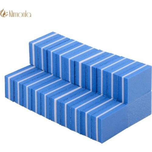 20Pcs/Lot Double-side Mini Nail File 100/180 Grit Blue Sponge Nail Sanding Buffer Gel Polishing Manicure Tools Accessories