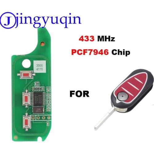 Jingyuqin 3 Button Folding Remote Key Fob ASK 433MHz PCF7946 Chip For Alfa Romeo 147 156 166 GT