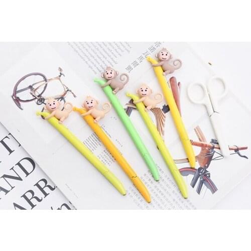 30 Pcs/Lot Lovely Monkey Gel Pen with Banana 0.5mm Black Color Ink Pens for Writing Office Signature School Supplies