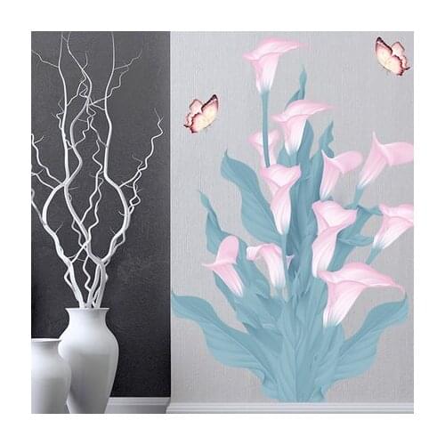 3D Wall Stickers Girl Room Flower With Wall Decoration Butterflies Chinese style PVC Wall Decals Bedroom Wall Papers Home Decor