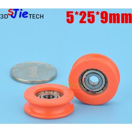 5*25*9mm POM, lifting wheel guide, U groove bearing pulley, orange color , furniture shift door roller