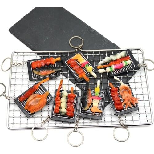 ABS simulation food toy model Korean teppanyaki chain keychain phone chain pendant