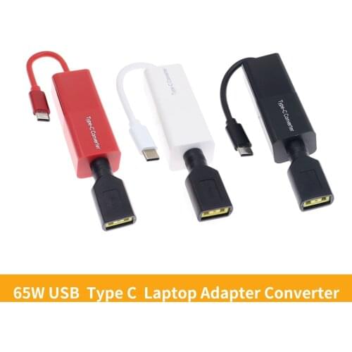 DC USB Type C Power Adapter Converter Laptop Power Jack Connector Square Plug Female to USB C Charger for Macbook Lenovo Hp 65W