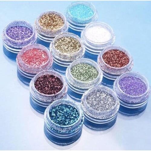 12 Pcs Nail Art Decor Glitter Dust Powder Set DIY Acrylic UV Glitter Decoration Gel Tips Accessory