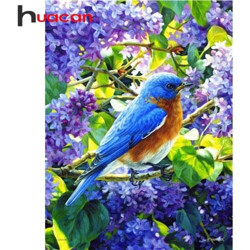 Huacan Full Square Diamond Embroidery Mosaic Bird Flower 5d Diamond Painting Rhinestones Animal Kit Home Decoration