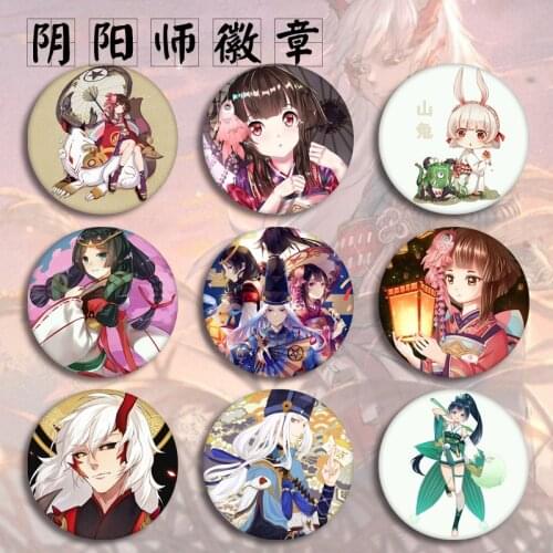 Anime Onmyoji Mobile Game Badge Kagura Ibaraki Tengu Monster Fox Firefly Green Line Light Costumes Badge Brooch