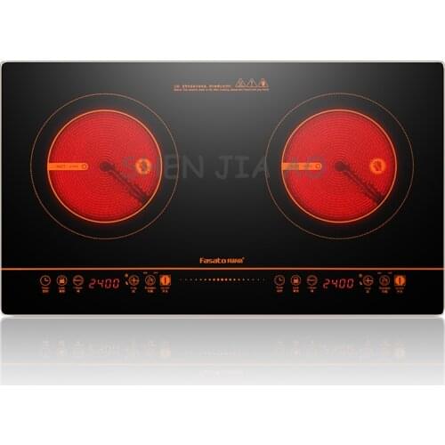 Household double electric stove infrared light wave heating double cooker ceramic hob kitchen equipment 220V 2400W