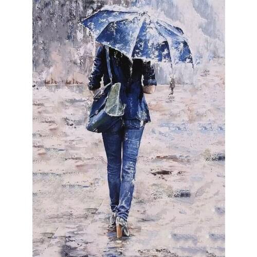 DIY Digital Painting By Numbers Package The girl with the bag oil painting mural Kits Coloring Wall Art Picture Gift frameless