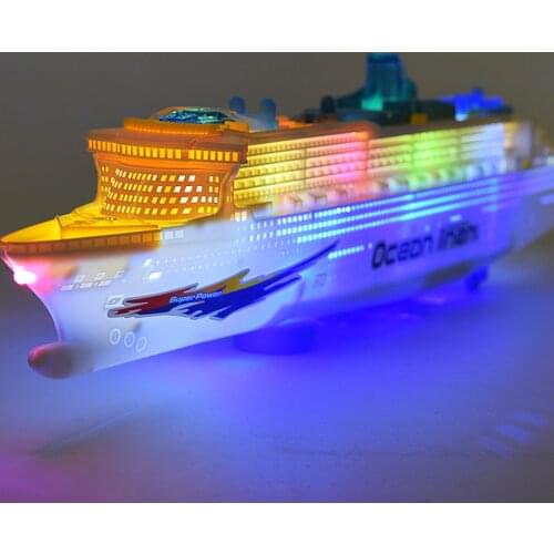 Electric Ocean Liner Cruise Ship Boat Toy LED Lights Sound Change Directions