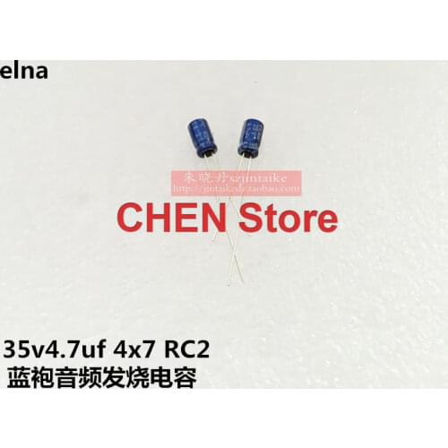 20PCS/50PCS ELNA blue robe 4.7uf 35v RC2 35V4.7UF 4X7MM audio electrolytic capacitor 4.7uF/35V Ultra small volume