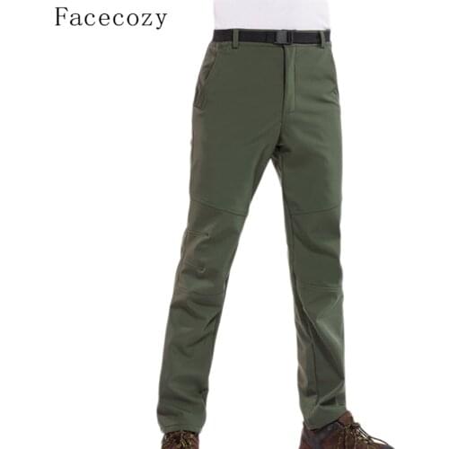 Facecozy Men Fleece Hiking&Camping Pants Female Outdoor Pantolon Fishing softshell Pants Waterproof Trekking Skiing Throuses