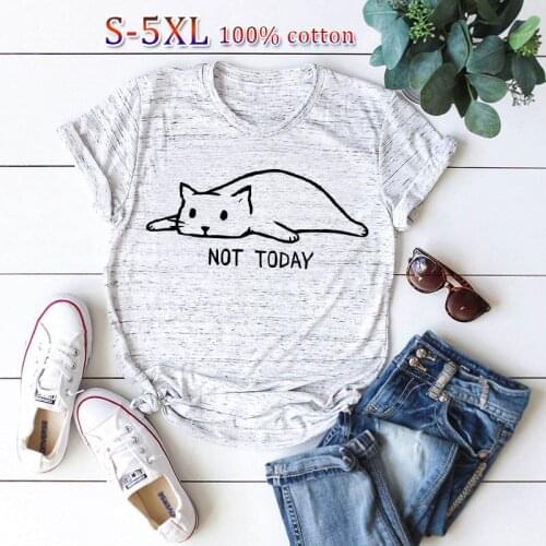 Plus Size S-5XL New Lovely Cat Letter Print T Shirt Women 100% Cotton O Neck Short Sleeve Summer T-Shirt Tops Casual T Shirts
