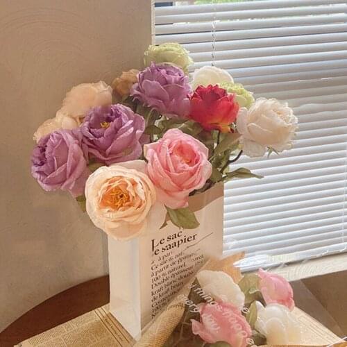 Artificial Rose Flower Hand Feel Felt Simulation Rose Branch Fake Flower Flores for DIY Home Garden Wedding Decoration