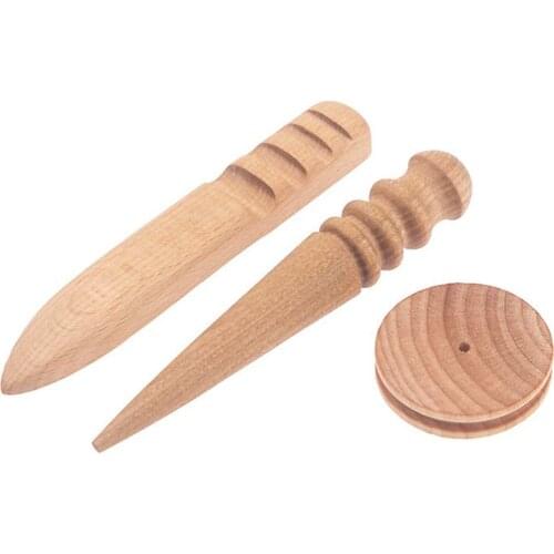 Junetree 3pcs Leather Tools Treatments Crafts Leatherwork leathercraft DIY Edging round stick