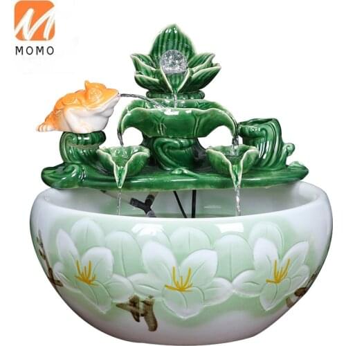 Ceramic Fish Water Fountain Household Small Fish Globe Large Fish Culturing Tub Living Room Humidifying Decorative Landscaping