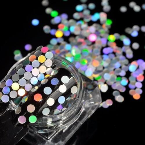 Round Slice Nail Art Decorations Laser Silver Blue Purple Colorful Light Dazzling Paillettes Spangle 3D Nail Sticker Glitter
