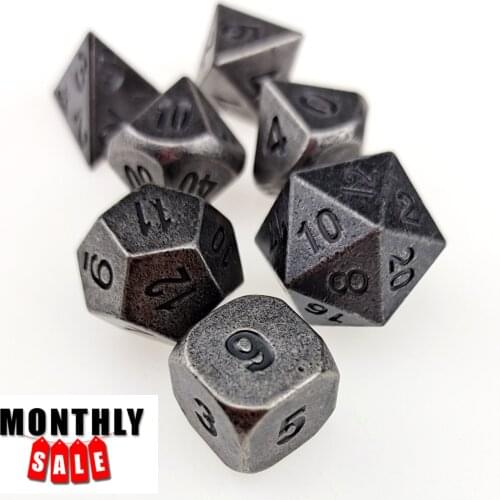 Metal DND Dice Super Heavy Set of 7 D&D Dice for Dungeons and Dragons Games