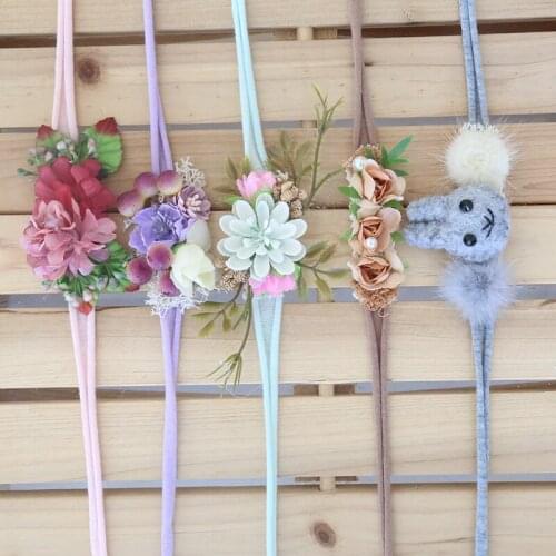Fashionable and colorful flower newborn head belt super soft traceless tiara for kids photography props