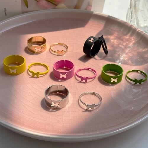 Trendy Butterfly Rings Set 12Pcs For Women Men Lover Colorful Rings Friendships Engagement Wedding Open Jewelry Friends Couple