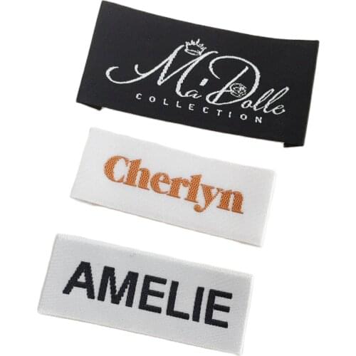 Very Cheaper Customized Brand Fabric Woven Neck Label Sewing Tags For Clothes