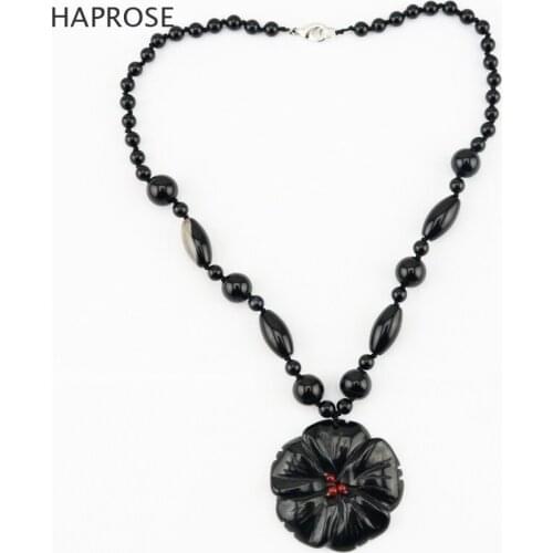 Natural agate plum pendant necklace round beads beaded black agate stone necklace lobster clasp necklace commemorative gifts