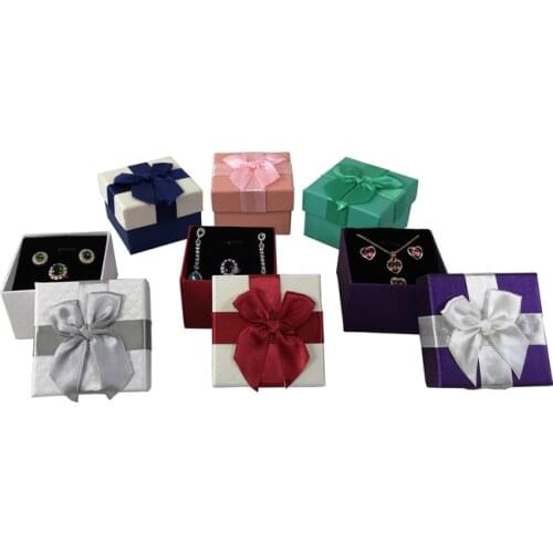 Jewelry Packaging Gift Box with Bow Knot Ring Earring Display Box Necklace Earring Storage Box 12 Pcs/lot