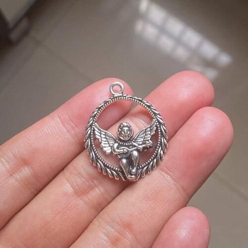 18pcs Cute Angel Connector Pendants, Diy Handmade Women Necklace Key Chain Aesthetic Accessories,Charms Findings Jewelry Making