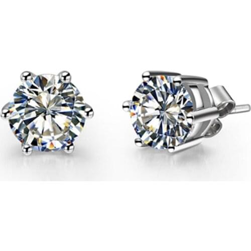 Solid White Gold Moissanite Earrings Stud 0.5CT/Piece Basket Style Classic Earrings Jewelry for Women Engagement Stud AU750