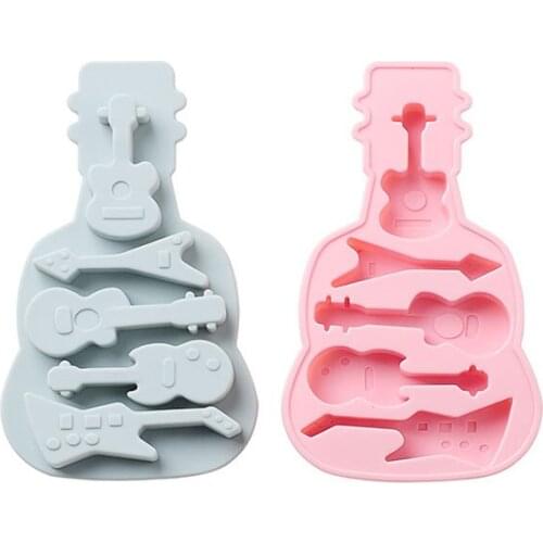 5 Cells Creative Guitar Style No Smell Silicone Material Baking Tools For DIY Jelly Biscuit Fondant Candle Chocolate Cake Molds