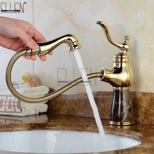 Vidric Bathroom Basin Sink Faucet Pull Out Water Tap Single Lever Basin Faucet Deck Mount Bathroom Sink Mixer Tap faucet ELS151