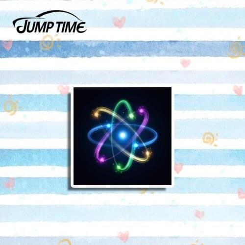 Jump Time 13cm x 13cm Atom Vinyl Stickers Science Physics Student Fun Sticker Laptop Decor Car Window Bumper Trunk