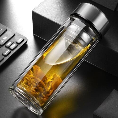 High borosilicate double-layer glass creative gift water cup advertising cup portable business teacup customization