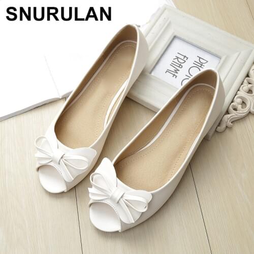 SNURULAN Ladies sandals 2018 New style flat shoes wide-toe shoes with a bow; Comfortable anti-slip soft sole; fashion footwear