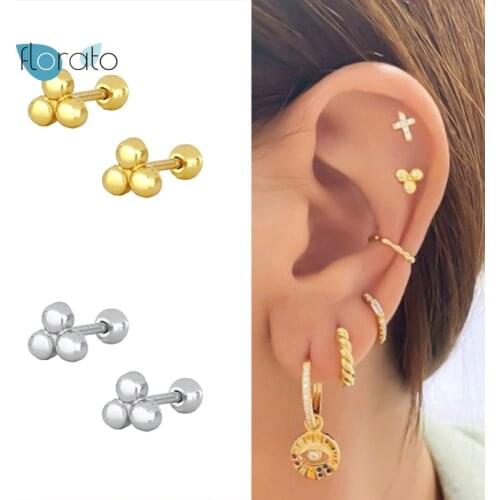 925 Silver Ear Needle Bling Zircon Mini Stud Earrings For Women Mini Cubic Zirconia Jeweled Geometric Ear Stud Set Jewelry