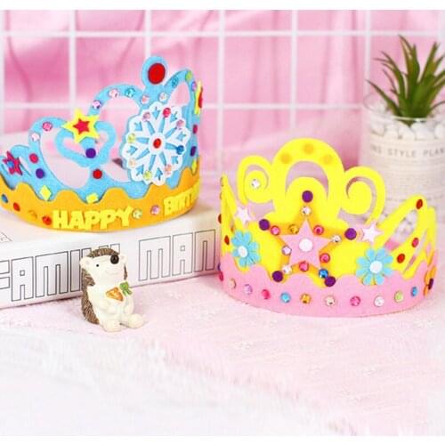 1Pc DIY Crafts Toy Crown Creative Paper Sequins Flowers Stars Patterns Toys for Kids Children Kindergarten Art Party Decorations
