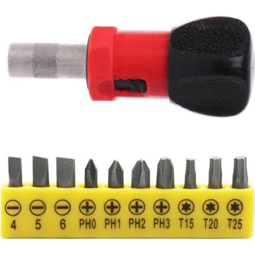 10 Pcs Screwdriver Bits 1 Pcs Ratchet Screwdriver Handle Set 6.35mm Socket For Electric Drill Tools Accessories