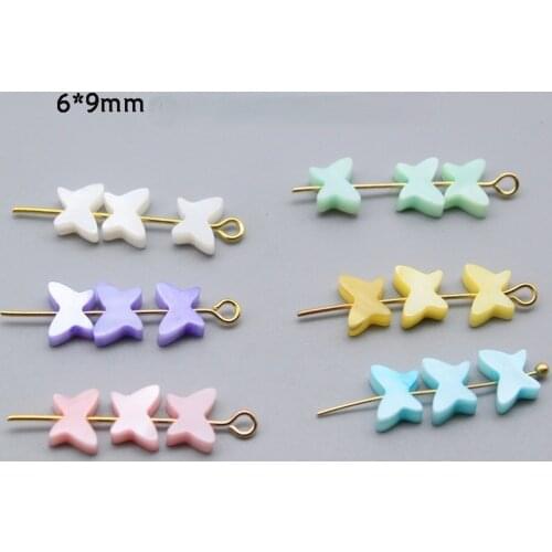 10pcs Natural Shell Freshwater Shell Carved Straight Hole Bead Butterfly Shape for DIY Womens Bracelet Necklace Earring Hairpin